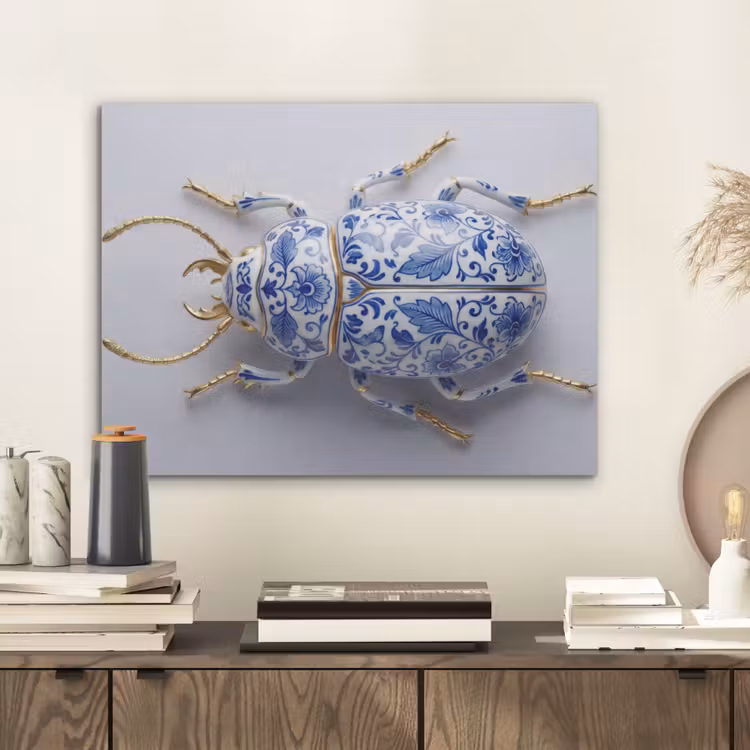 Kever - Delfts - Blauw - Goud PET vilt klein -sfeer1