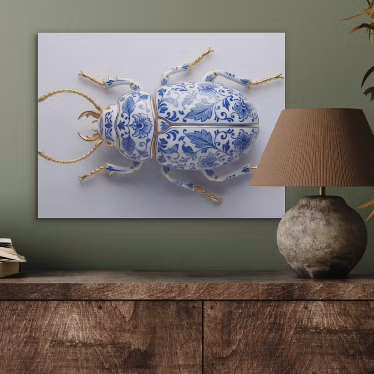 Kever - Delfts - Blauw - Goud PET vilt klein -sfeer2