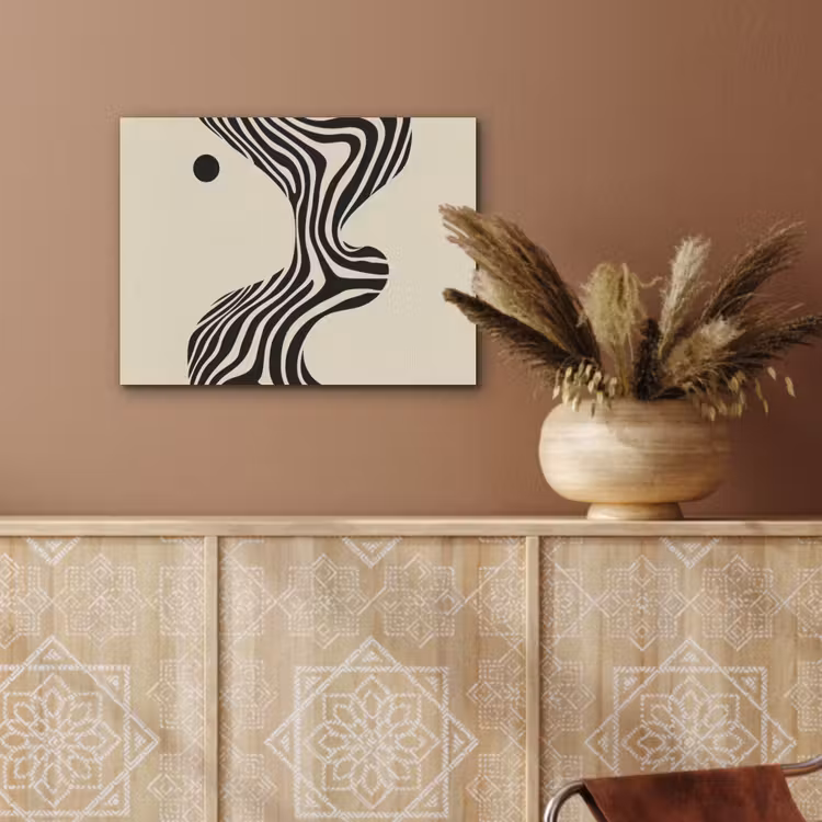 Beige - Lijnen - Golvend - Abstract PET vilt klein -sfeer4