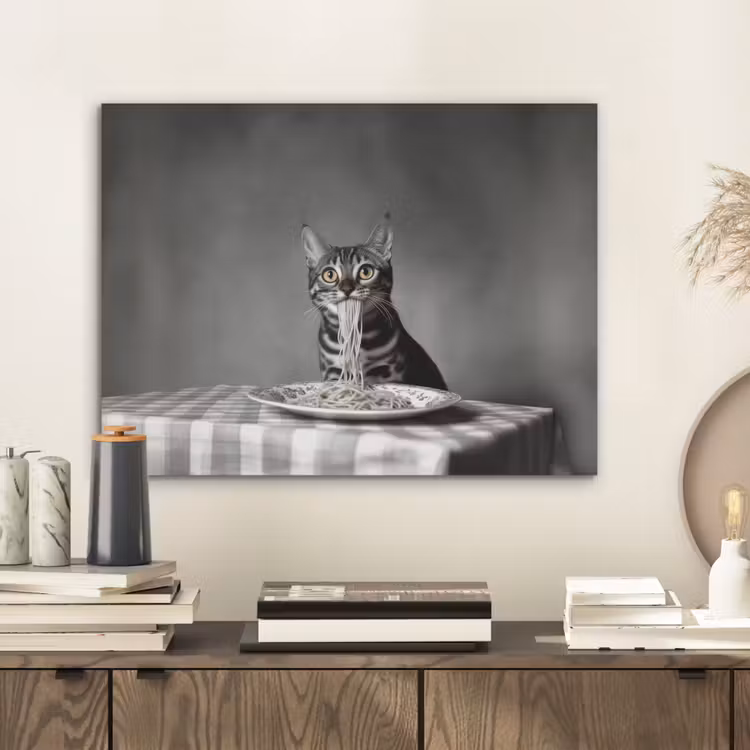 Bengaal - Kat - Tafelkleed - Zwart - Wit - Dier PET vilt klein -sfeer1