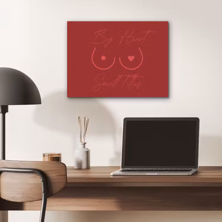 big heart small titties - Hart - Rood PET vilt klein -sfeer5