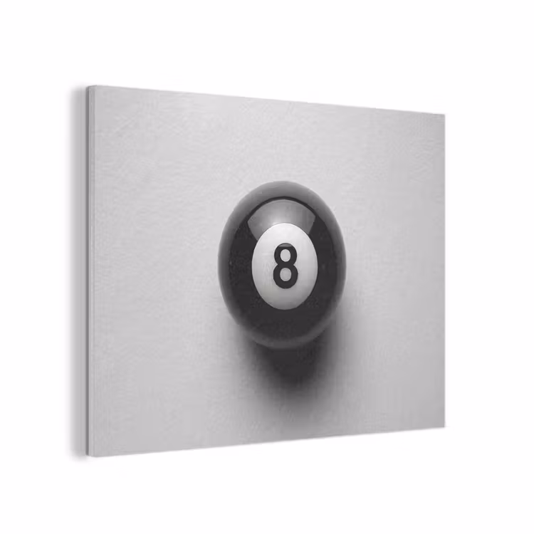 Biljartbal - Getal - Acht - Wit PET vilt klein -3d