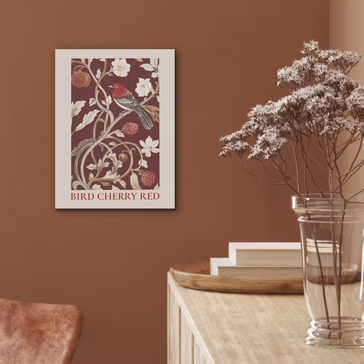 Vogel - Bordeaux - Bloemen - Bessen PET vilt klein -sfeer4