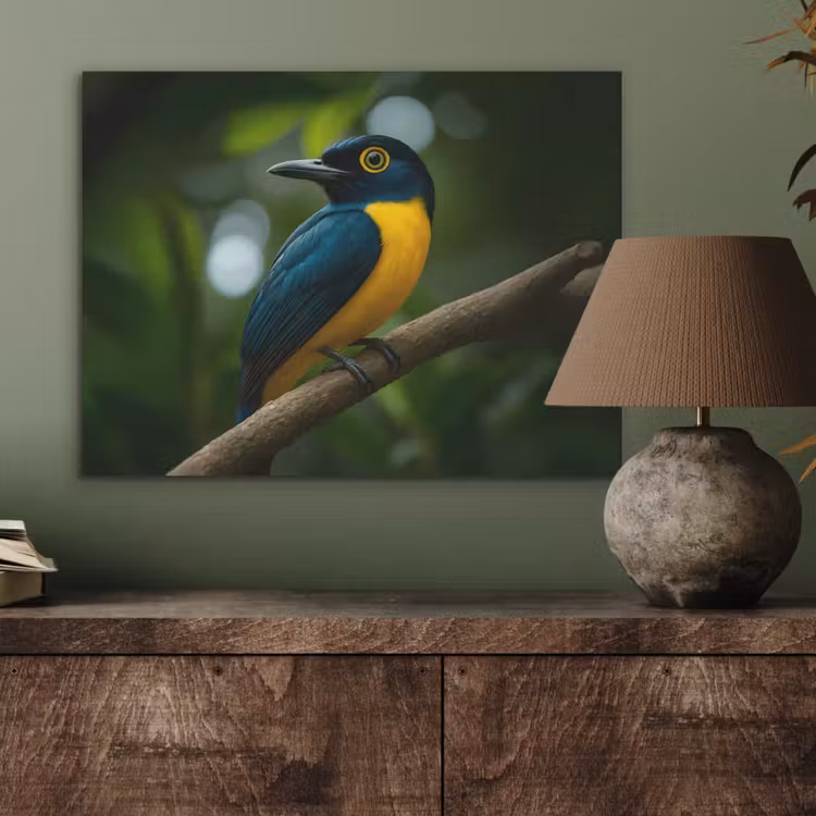 Vogel - Tak - Geel - Bladeren PET vilt klein -sfeer2