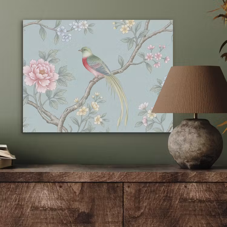 Vogel - Bloemen - Kleurrijk PET vilt klein -sfeer2
