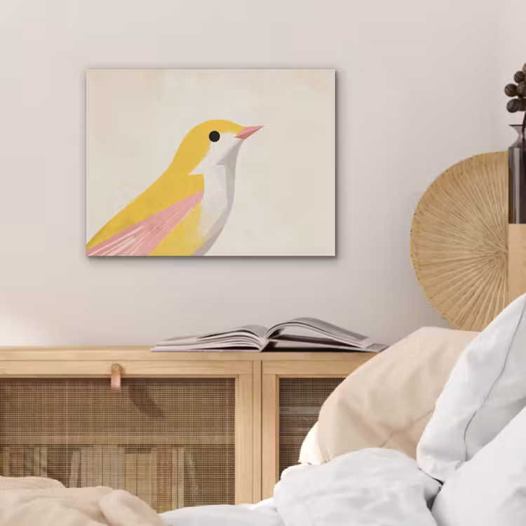 Vogel - Minimalistisch - Geel PET vilt klein -sfeer3