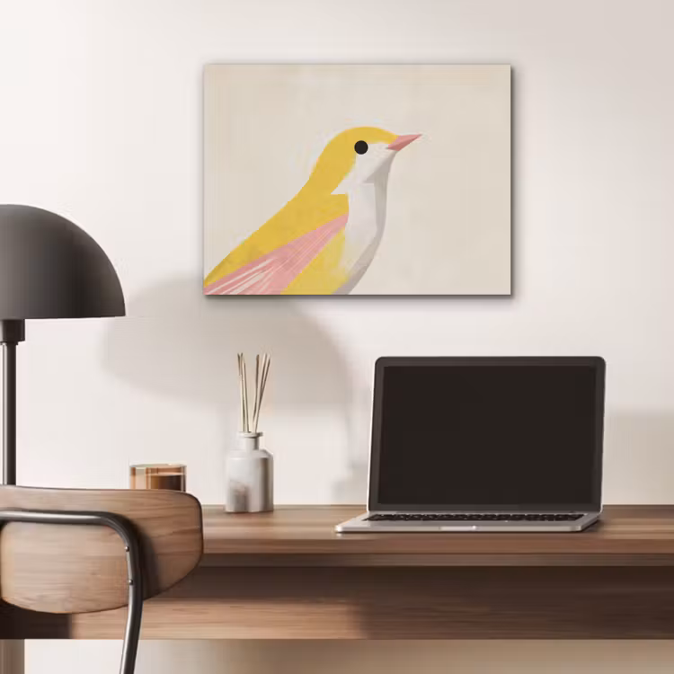 Vogel - Minimalistisch - Geel PET vilt klein -sfeer5