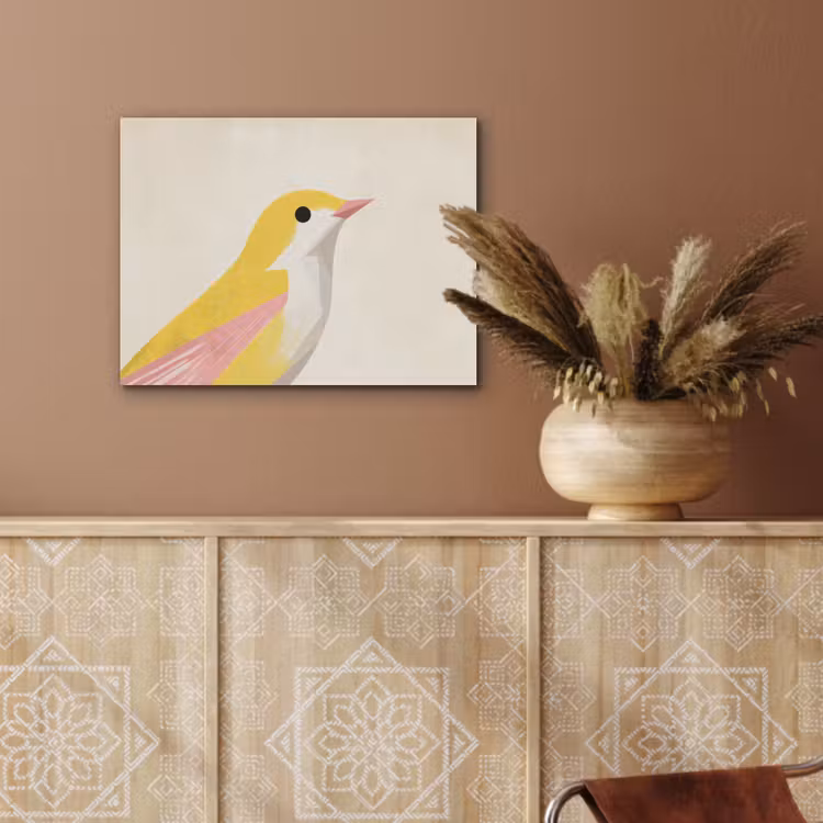 Vogel - Minimalistisch - Geel PET vilt klein -sfeer4