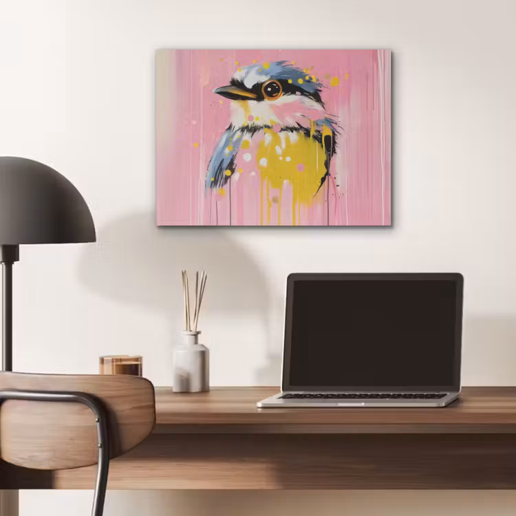 Vogel - Roze - Geel - Blauw PET vilt klein -sfeer5
