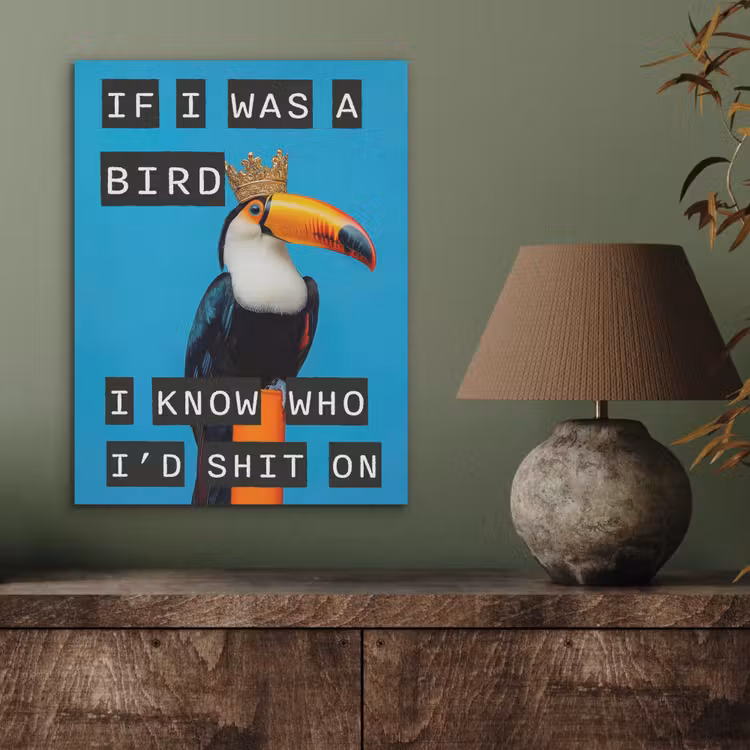 Vogel - Toekan - Blauw - Quotes PET vilt klein -sfeer2