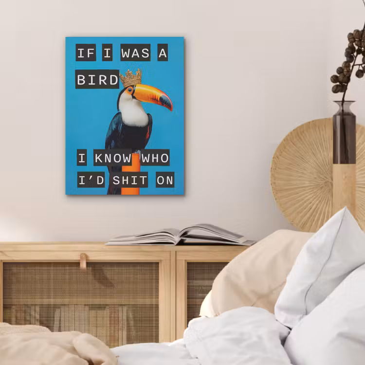 Vogel - Toekan - Blauw - Quotes PET vilt klein -sfeer3