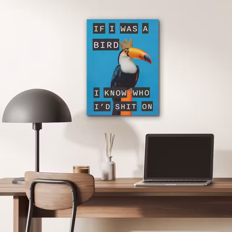 Vogel - Toekan - Blauw - Quotes PET vilt klein -sfeer5
