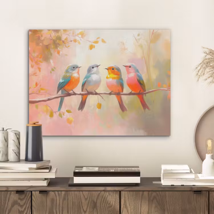 Vogels - Kleurrijk - Tak PET vilt klein -sfeer1