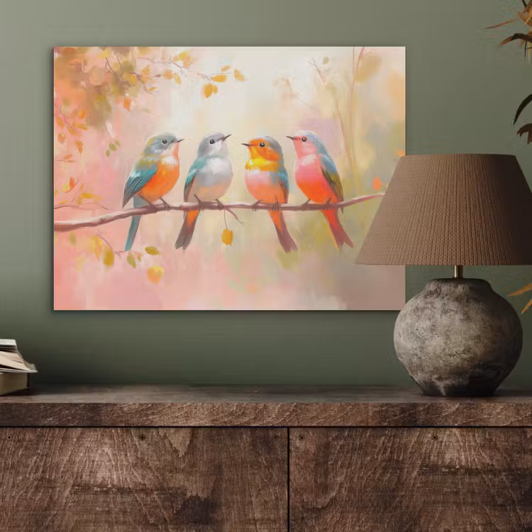 Vogels - Kleurrijk - Tak PET vilt klein -sfeer2