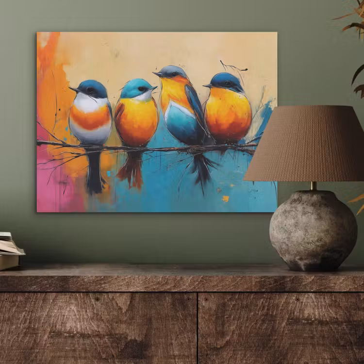 Vogels - Kleurrijk - Tak - Abstract PET vilt klein -sfeer2
