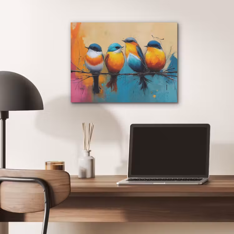 Vogels - Kleurrijk - Tak - Abstract PET vilt klein -sfeer5