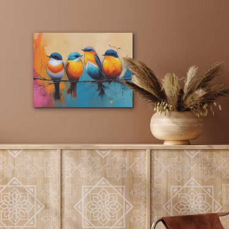 Vogels - Kleurrijk - Tak - Abstract PET vilt klein -sfeer4