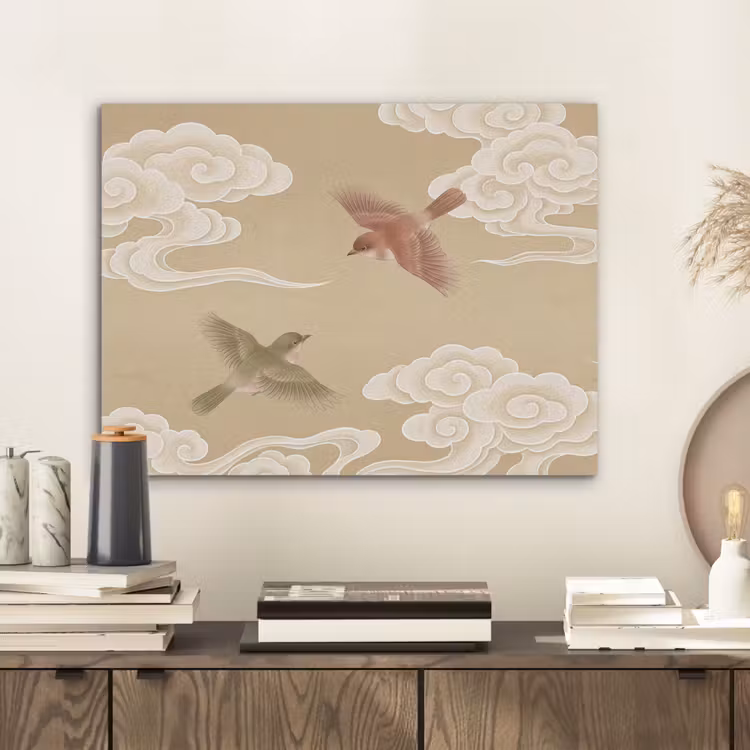 Vogels - Vliegen - Beige PET vilt klein -sfeer1