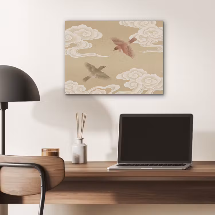 Vogels - Vliegen - Beige PET vilt klein -sfeer5