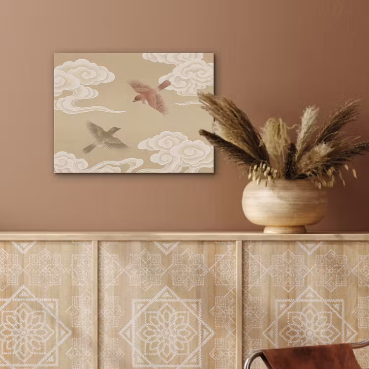 Vogels - Vliegen - Beige PET vilt klein -sfeer4
