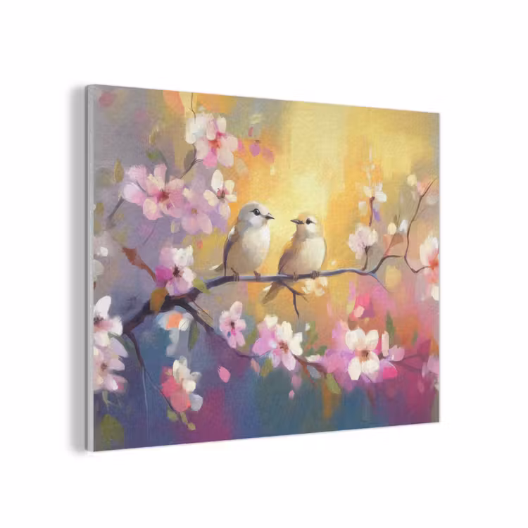 Vogels - Bloemen - Roze PET vilt klein -3d