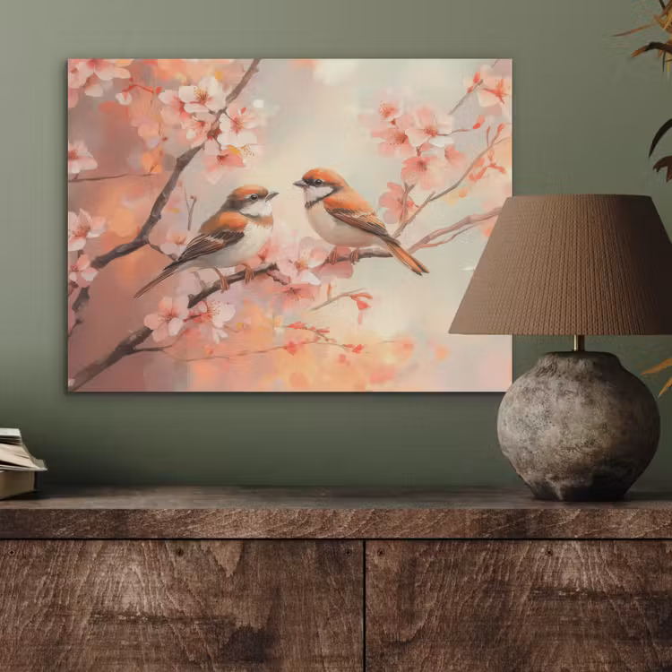 Vogels - Romantic - Bloesemtak PET vilt klein -sfeer2
