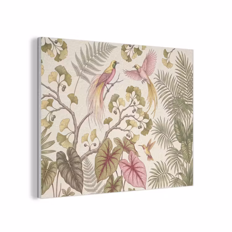 Vogels - Tropisch - Botanisch - Roze PET vilt klein -3d