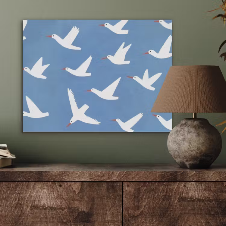 Vogels - Wit - Patroon PET vilt klein -sfeer2
