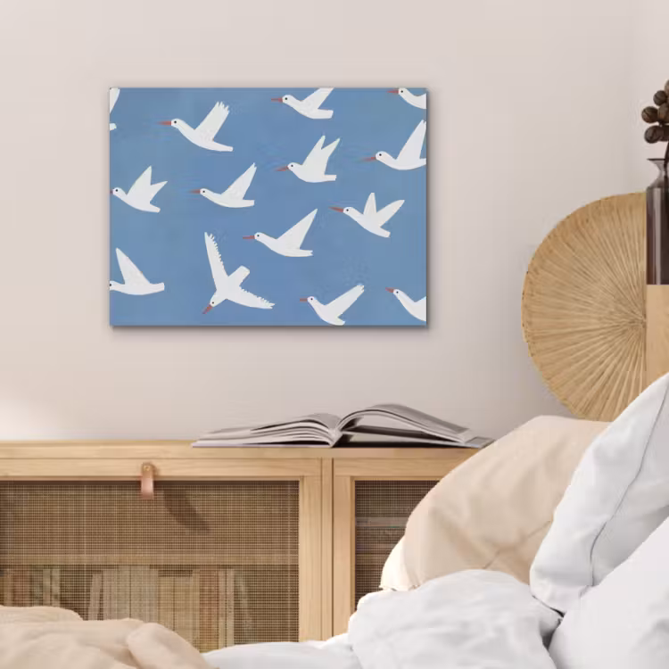 Vogels - Wit - Patroon PET vilt klein -sfeer3