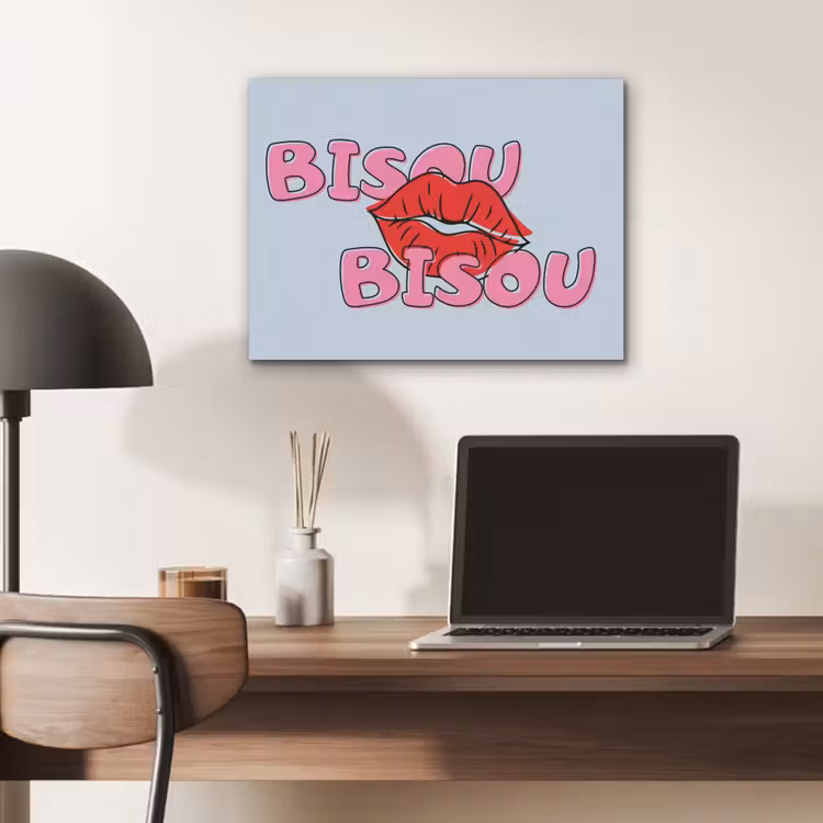 Bisou - Blauw - Roze - Lippen PET vilt klein -sfeer5