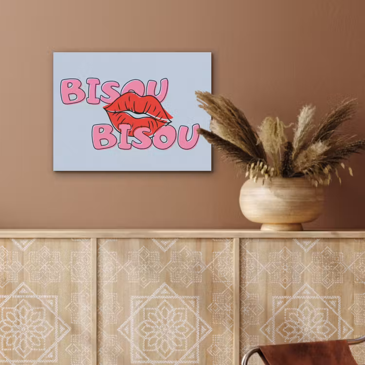 Bisou - Blauw - Roze - Lippen PET vilt klein -sfeer4