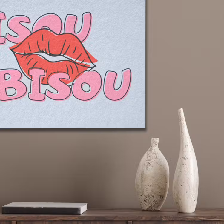 Bisou - Blauw - Roze - Lippen PET vilt klein -sfeer6_closeup