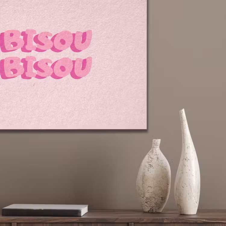 Bisou - Roze - Dikke letters PET vilt klein -sfeer6_closeup