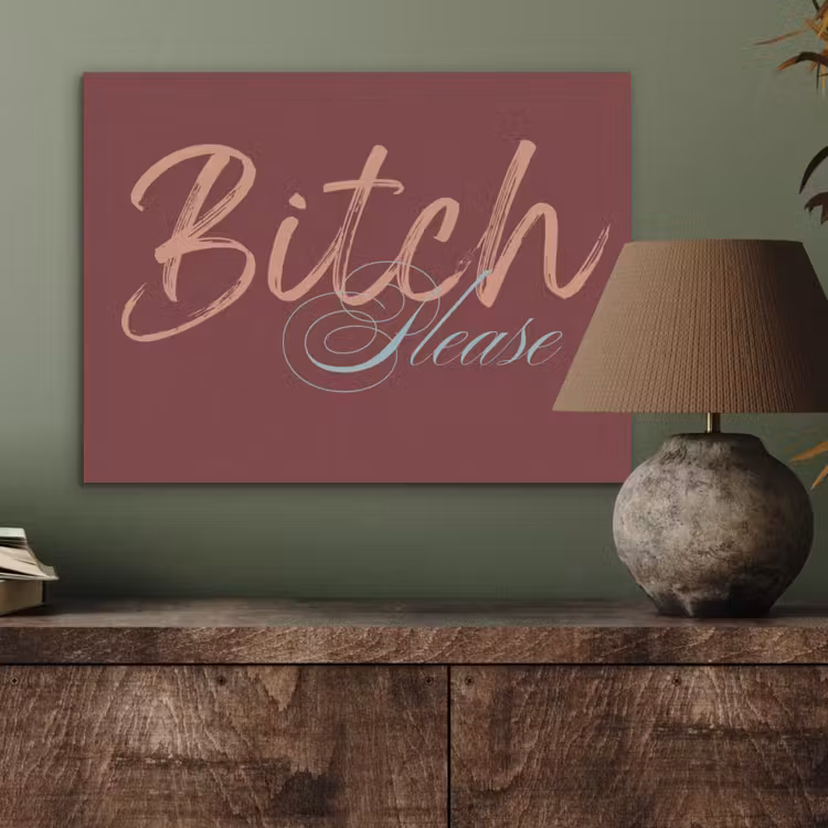Bitch please - Rood - Blauw PET vilt klein -sfeer2