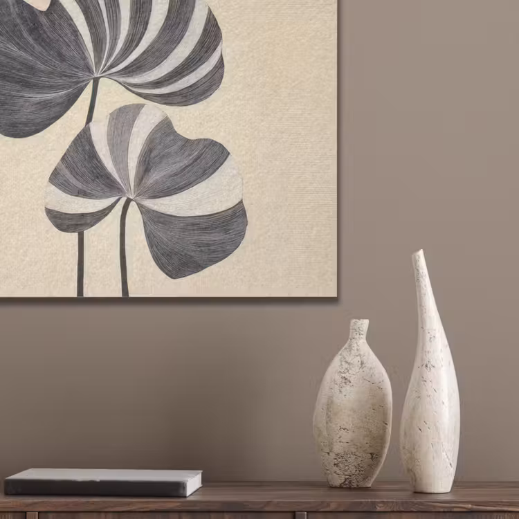 Zwart - Bladeren - Strepen - Minimalistisch PET vilt klein -sfeer6_closeup