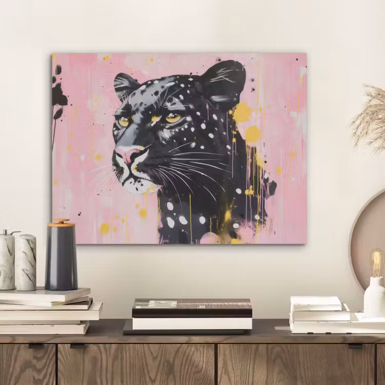 Zwart - Panter - Roze - Abstract PET vilt klein -sfeer1