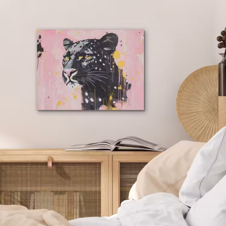 Zwart - Panter - Roze - Abstract PET vilt klein -sfeer3