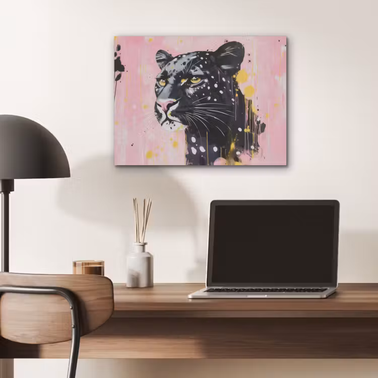 Zwart - Panter - Roze - Abstract PET vilt klein -sfeer5