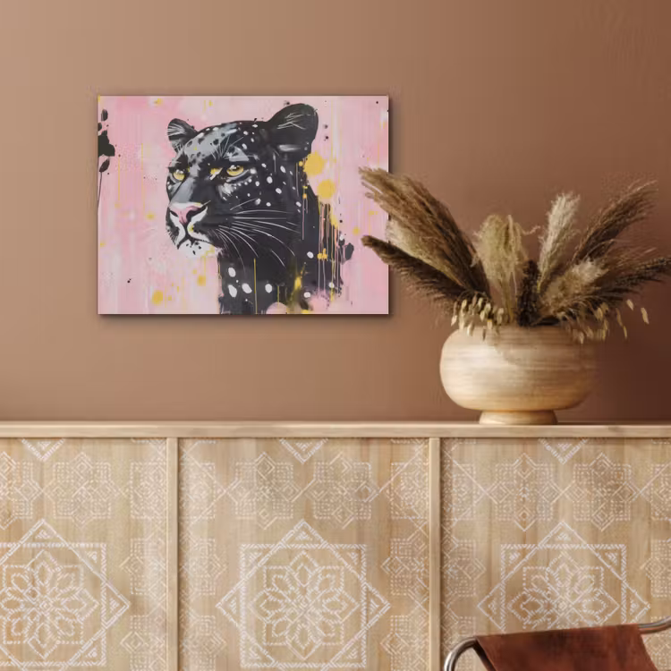 Zwart - Panter - Roze - Abstract PET vilt klein -sfeer4