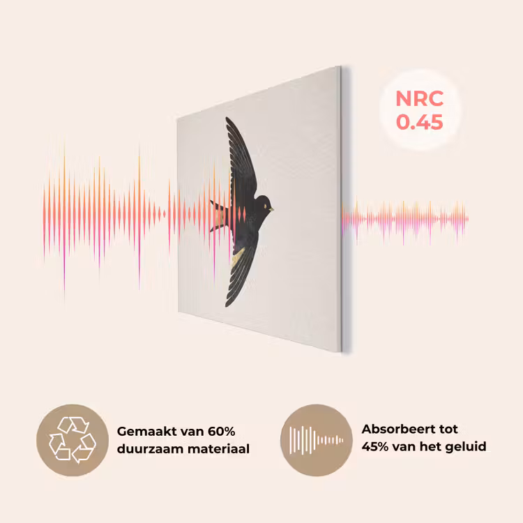Zwarte zwaluw - Gouden accenten - Lichte achtergrond PET vilt klein -USP_NL