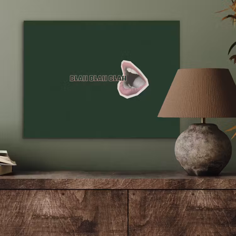 BLAH BLAH BLAH - Mond - Groen PET vilt klein -sfeer2
