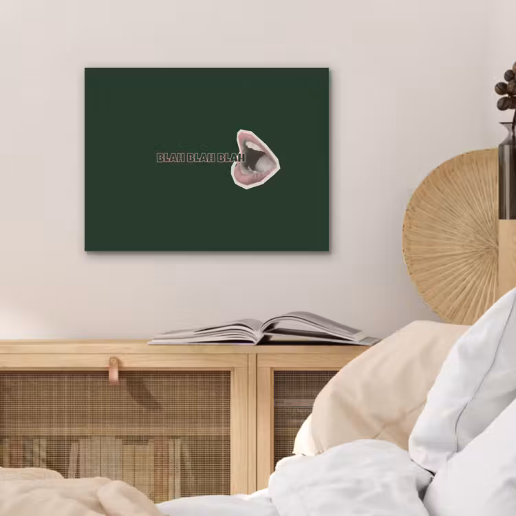 BLAH BLAH BLAH - Mond - Groen PET vilt klein -sfeer3