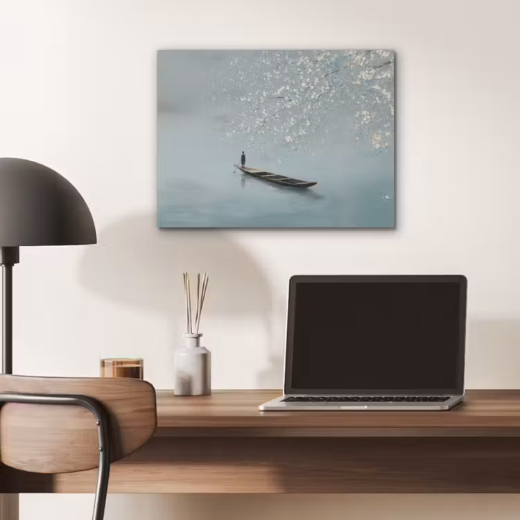 Bloesems - Minimalistisch - Wateroppervlak - Boot PET vilt klein -sfeer5