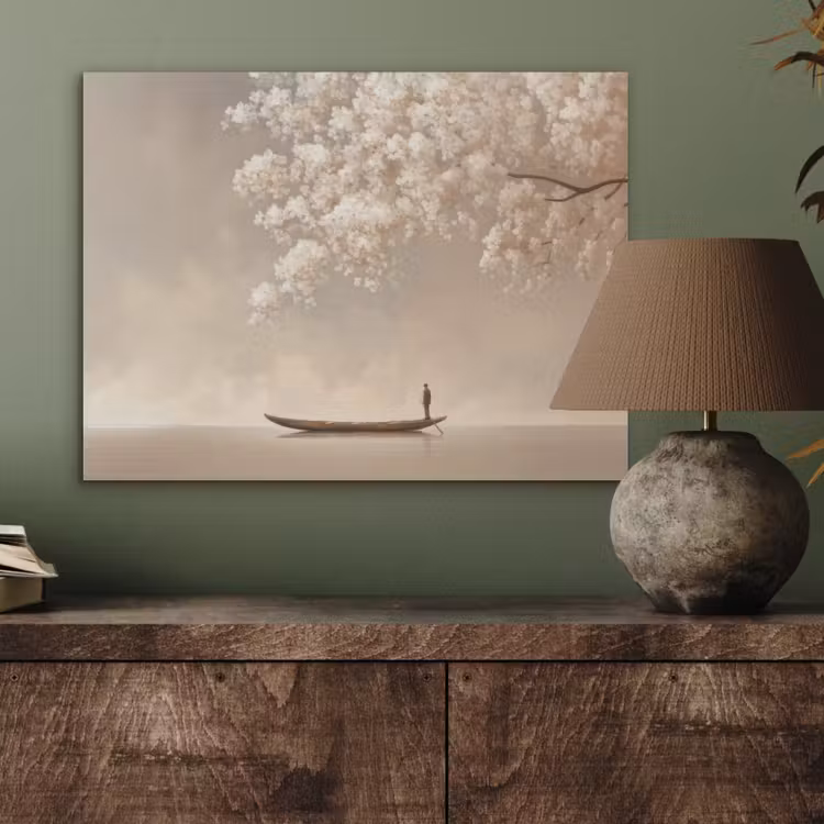 Bloesems - Wit - Boot - Minimalistisch PET vilt klein -sfeer2