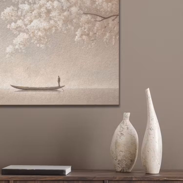 Bloesems - Wit - Boot - Minimalistisch PET vilt klein -sfeer6_closeup