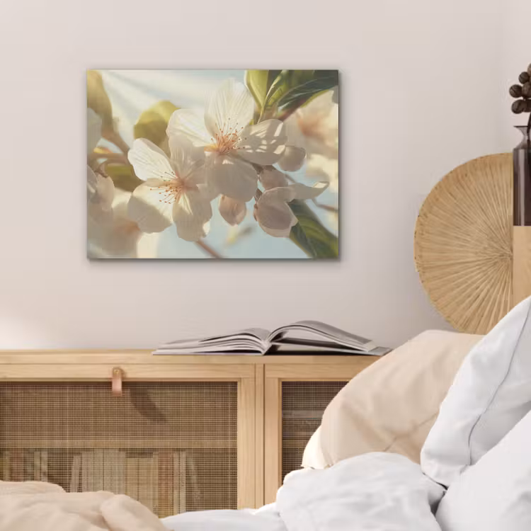 Bloesems - Wit - Zonnestralen - Bloemblaadjes PET vilt klein -sfeer3
