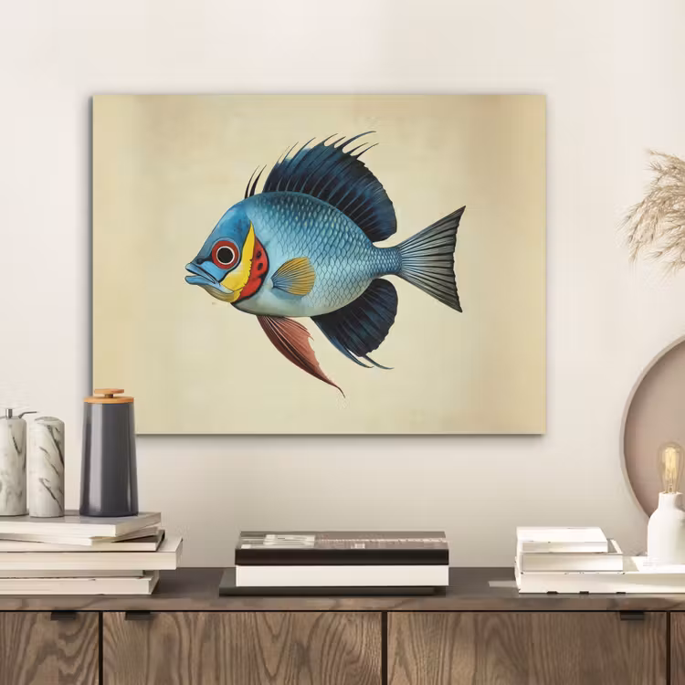 Blauw - Kieuwen - Vis - Illustratie PET vilt klein -sfeer1