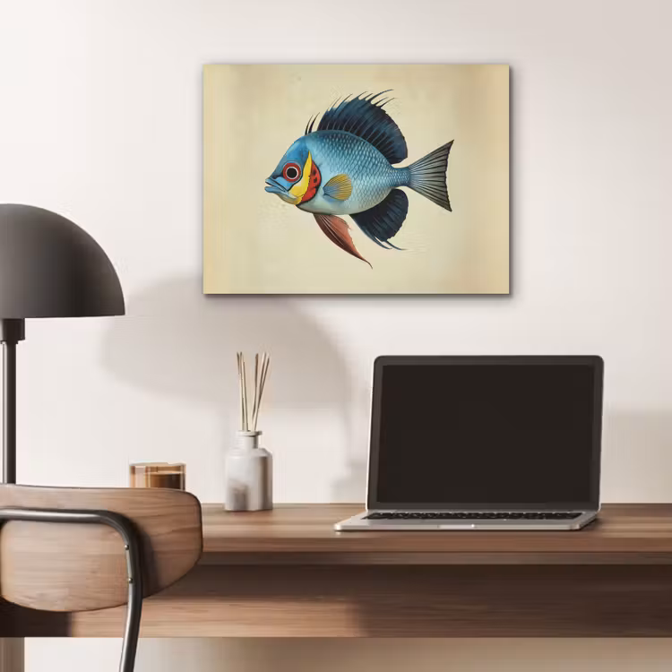 Blauw - Kieuwen - Vis - Illustratie PET vilt klein -sfeer5
