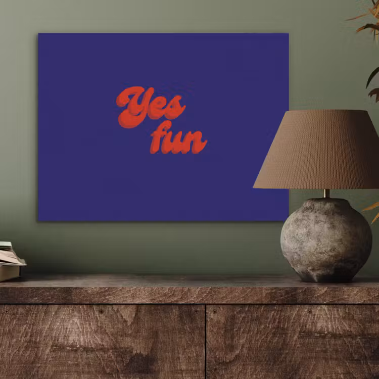Blauw - Rood - Yes fun - 3D PET vilt klein -sfeer2