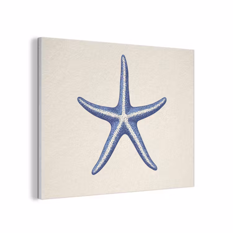 Blauwe zeester - Minimalistisch - Beige PET vilt klein -3d